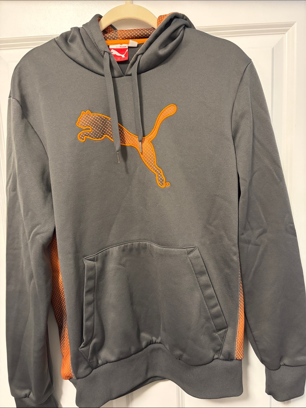 Puma Gray Hoodie with Orange Logo Accents